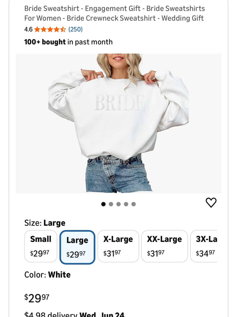 Gildan White 'BRIDE' Embroidered Crewneck Sweatshirt